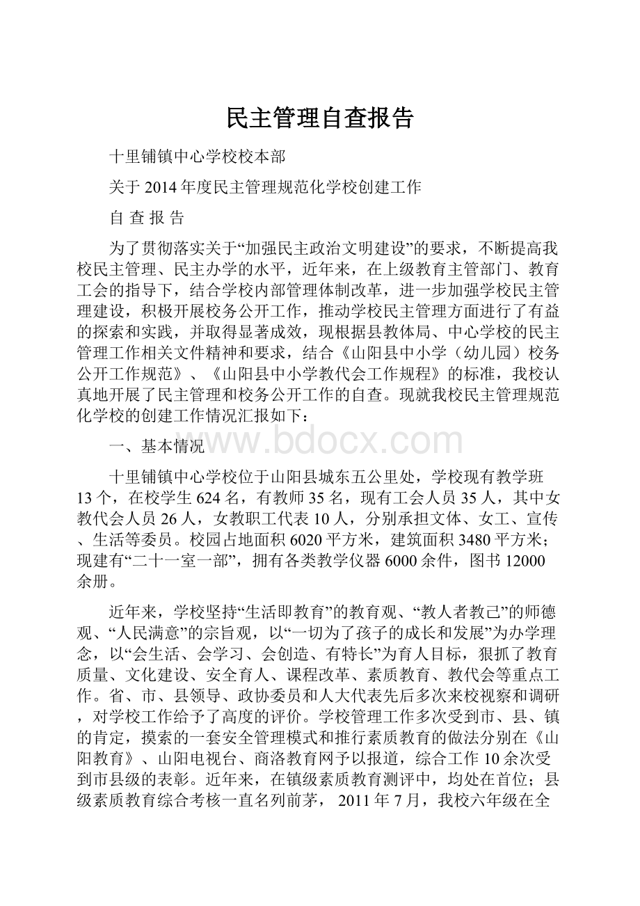 民主管理自查报告.docx_第1页