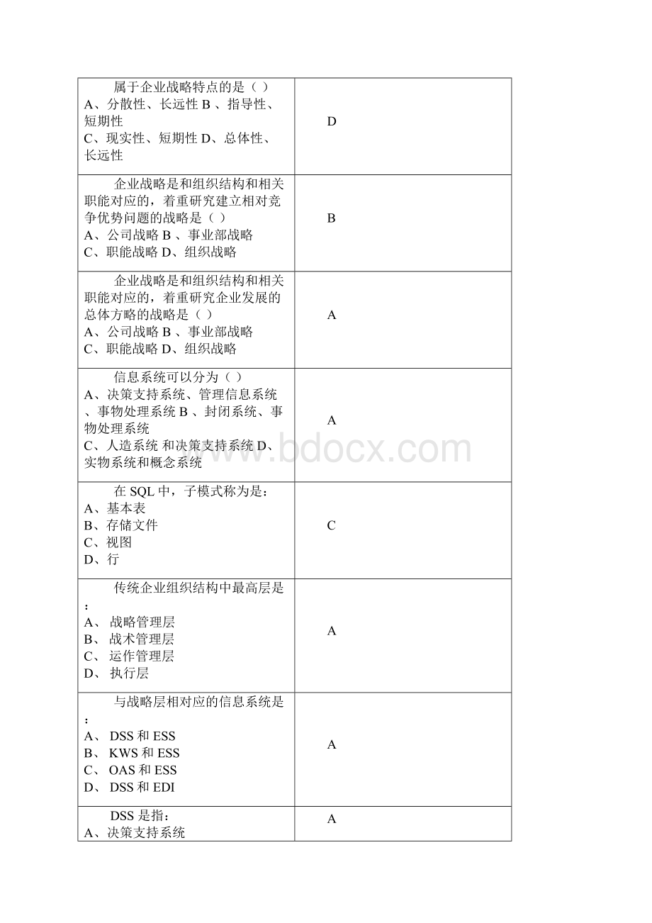 信息从战略决策层向战术管理层及业务层流动的方向是 解析.docx_第2页