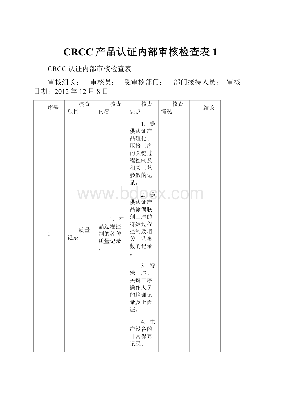 CRCC产品认证内部审核检查表1.docx