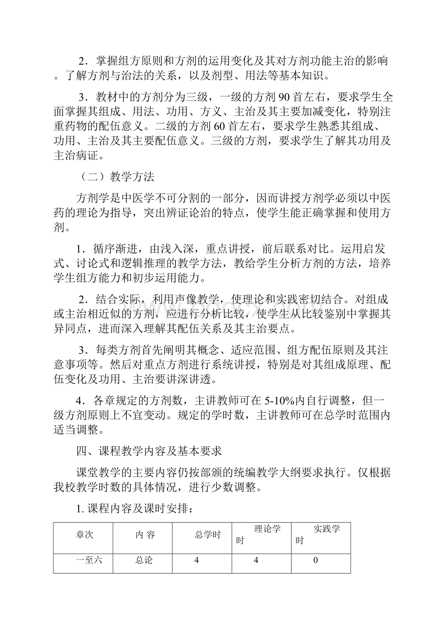 最新版针灸推拿学专业方剂学教学大纲.docx_第2页