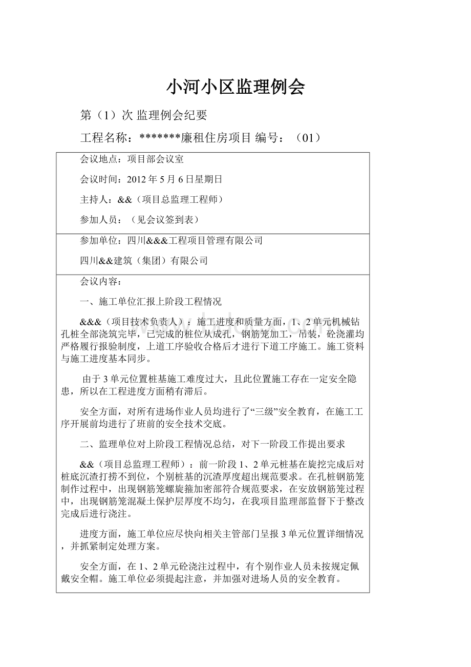 小河小区监理例会.docx