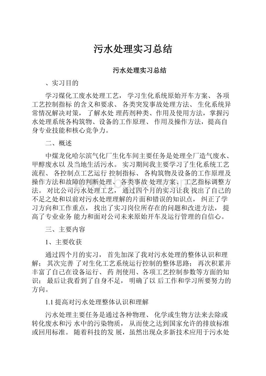 污水处理实习总结.docx