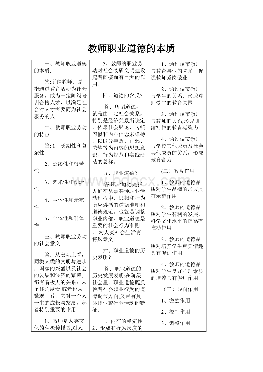 教师职业道德的本质.docx_第1页