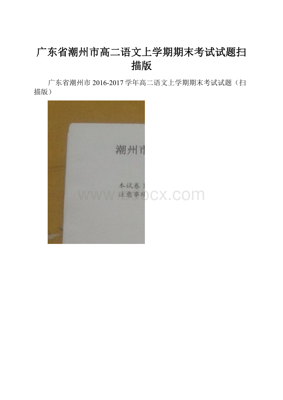 广东省潮州市高二语文上学期期末考试试题扫描版.docx