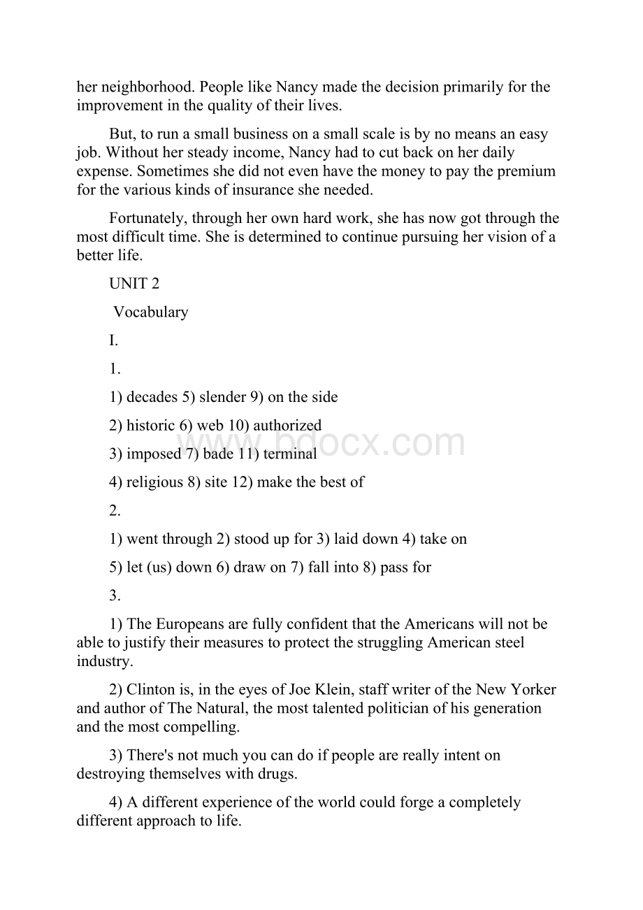 全新版大学英语综合教程3第二版课后习题答案全部单元.docx_第3页