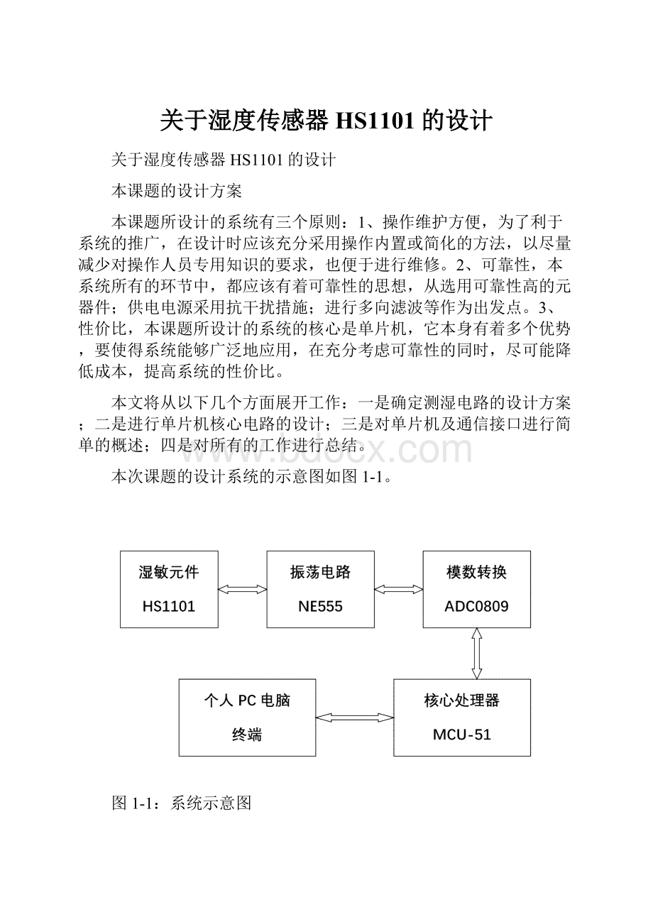 关于湿度传感器HS1101的设计.docx