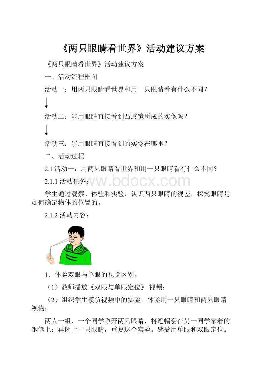 《两只眼睛看世界》活动建议方案.docx_第1页