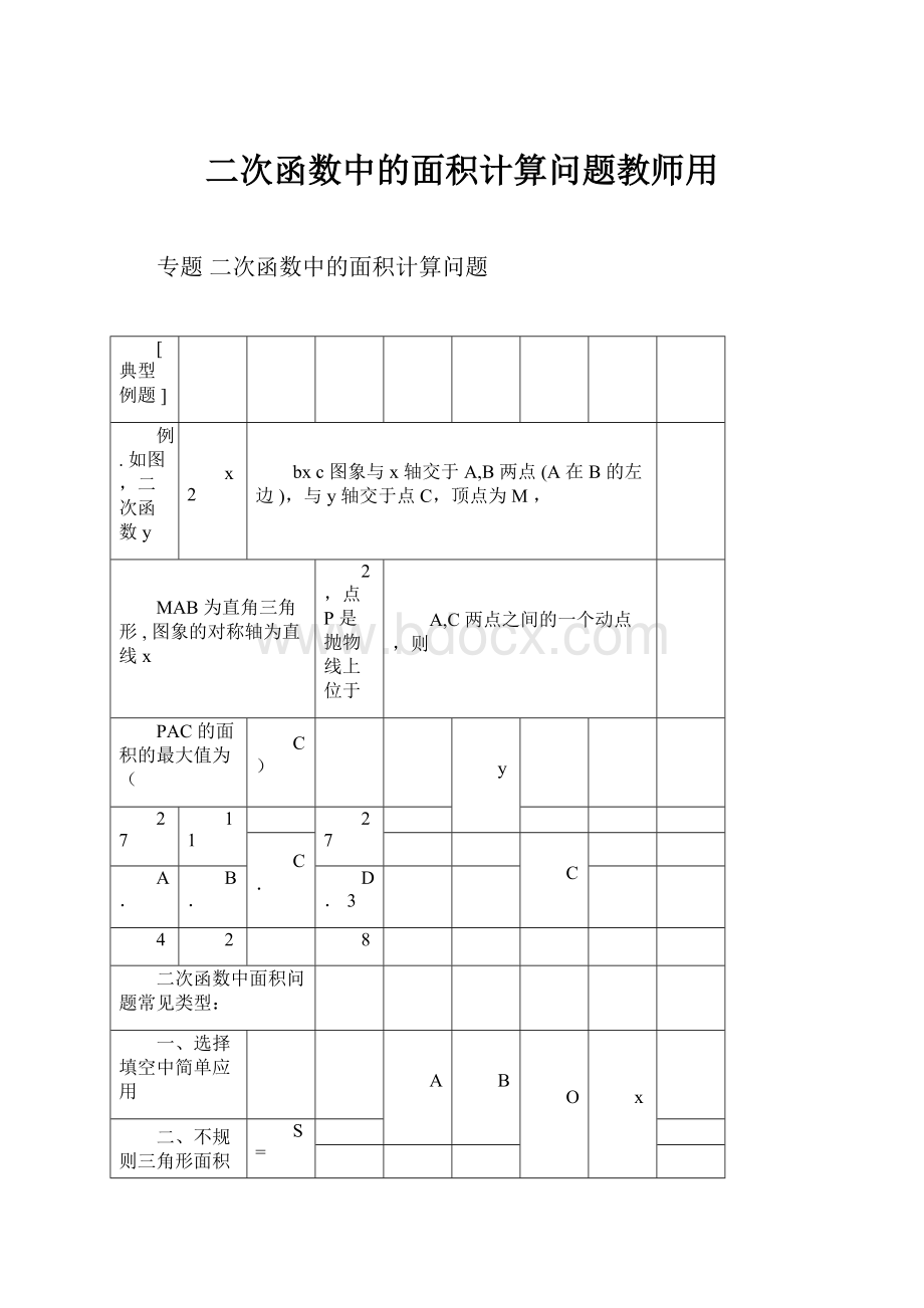 二次函数中的面积计算问题教师用.docx_第1页