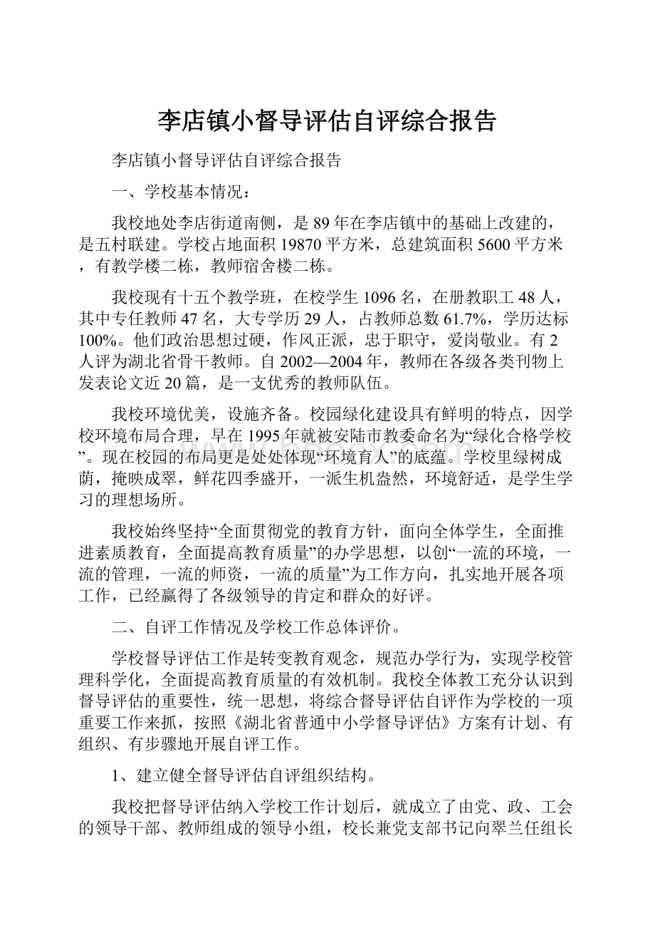 李店镇小督导评估自评综合报告.docx