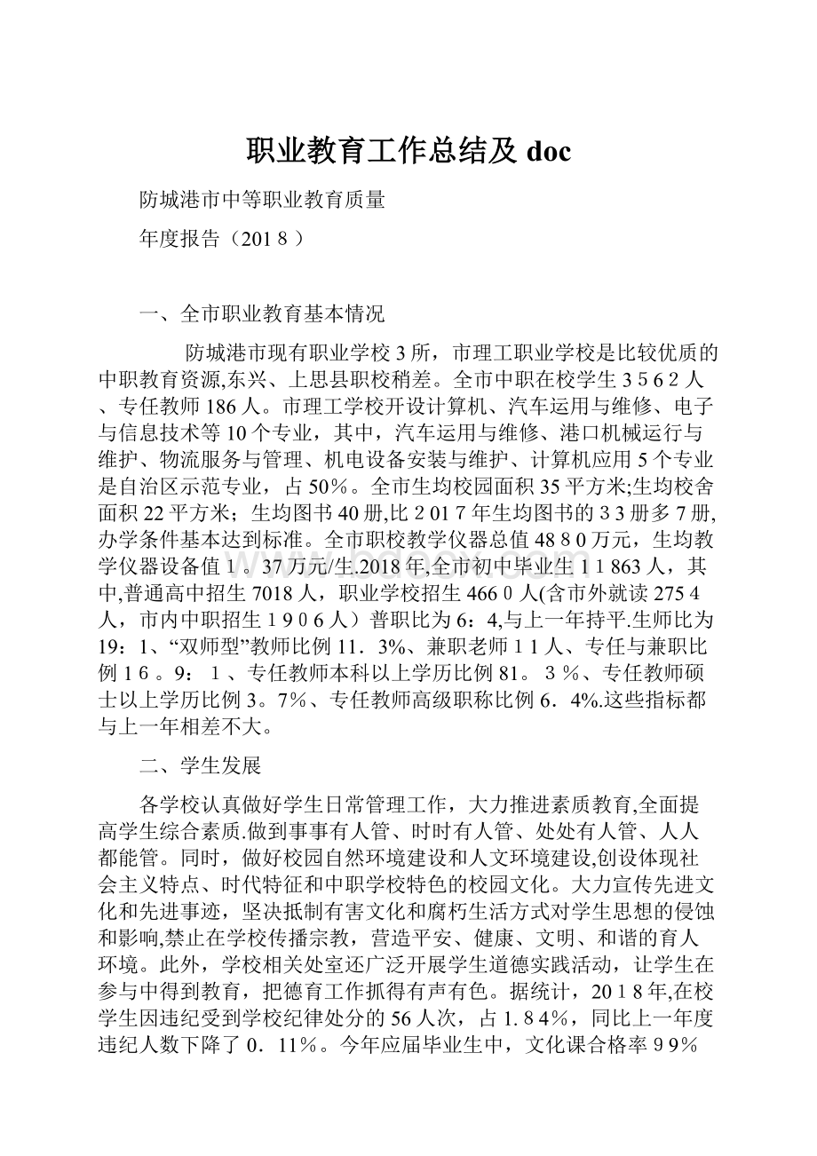 职业教育工作总结及doc.docx_第1页