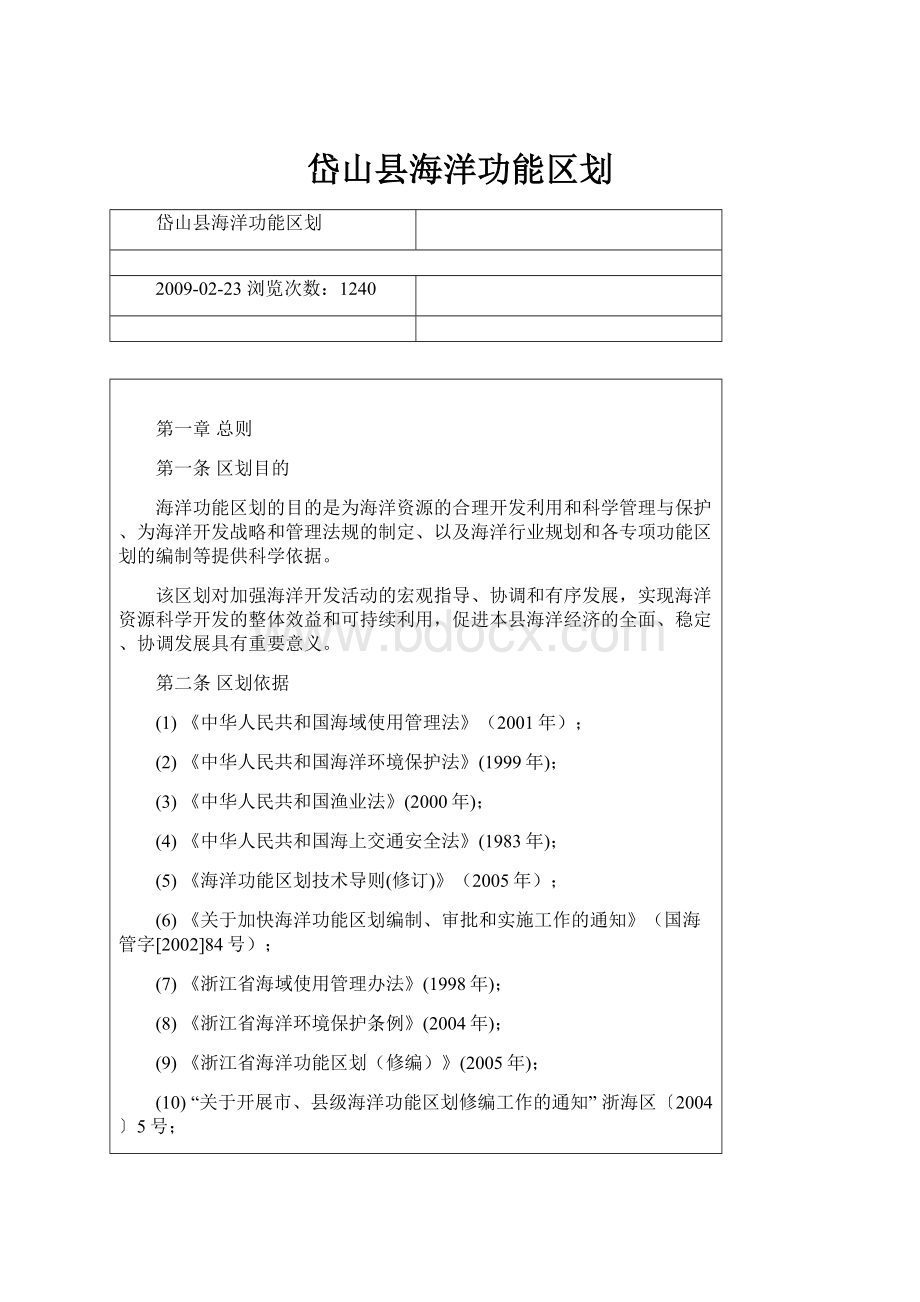 岱山县海洋功能区划.docx