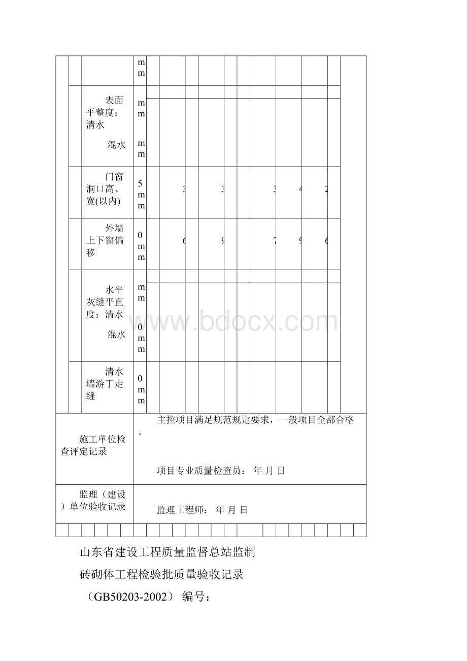 砖砌体工程检验批质量验收记录.docx_第3页