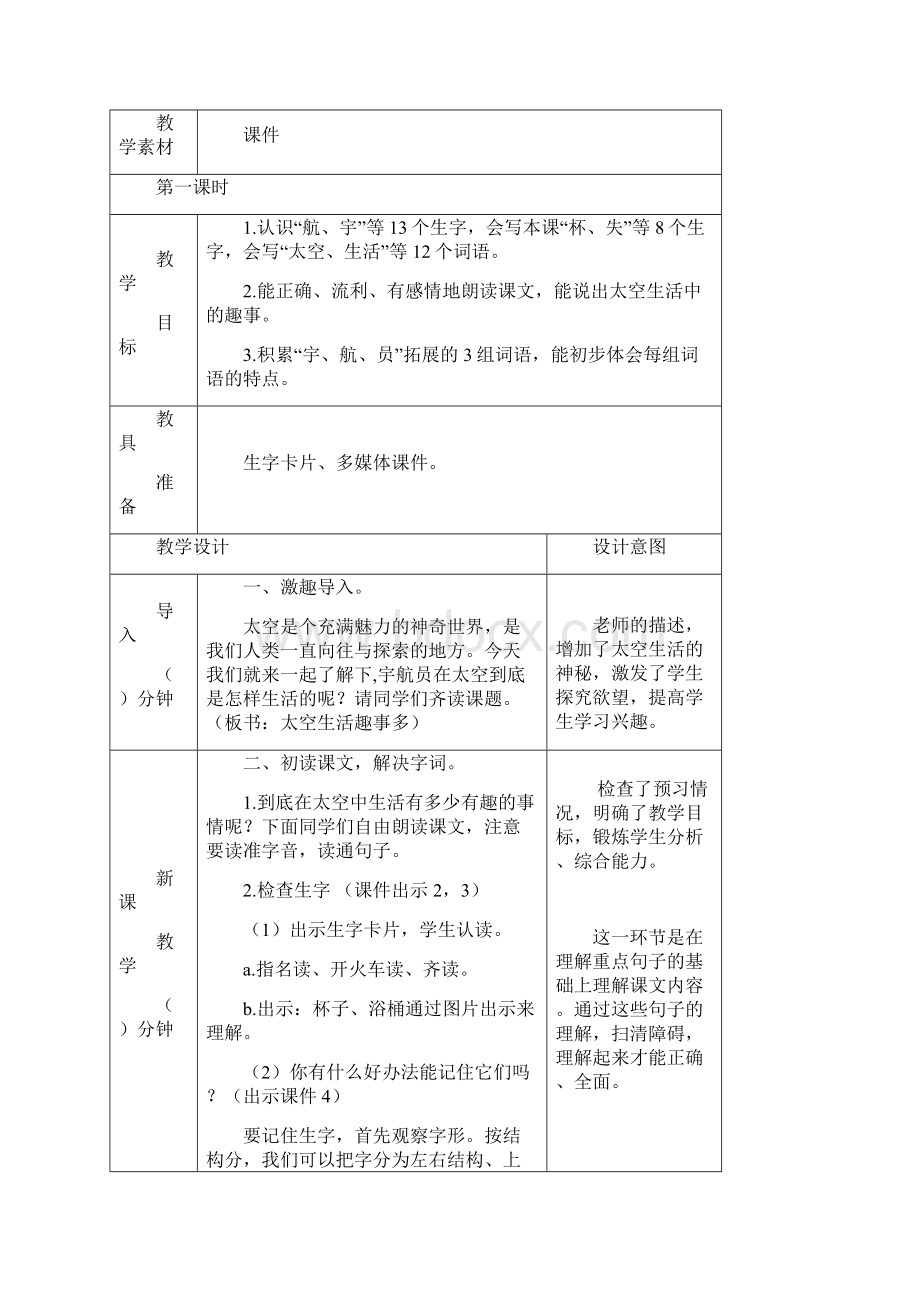 部编版二年级语文下册《太空生活趣事多》教案.docx_第2页