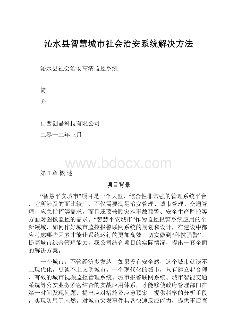 沁水县智慧城市社会治安系统解决方法.docx