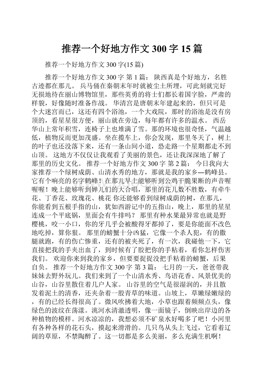 推荐一个好地方作文300字15篇.docx