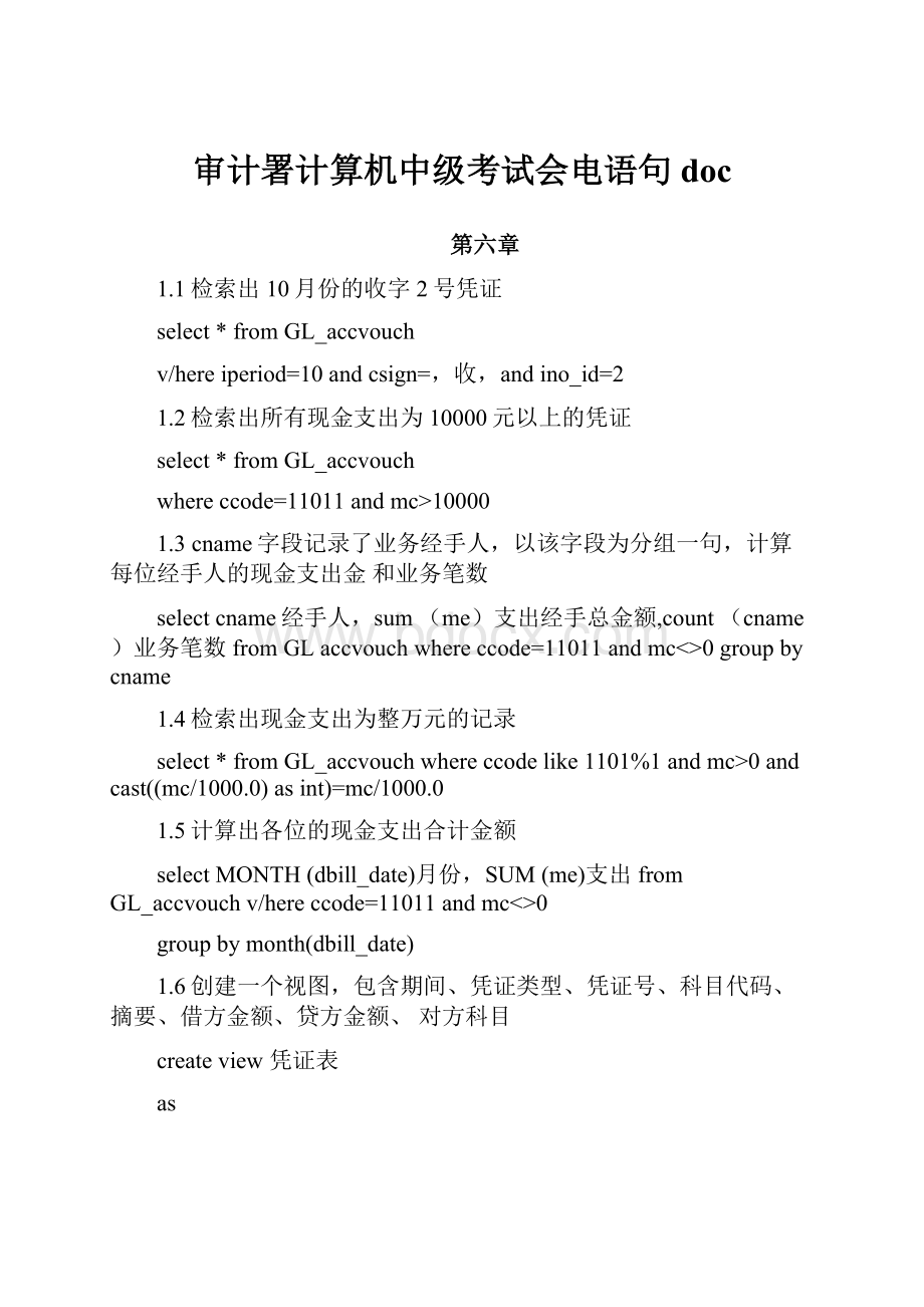 审计署计算机中级考试会电语句doc.docx