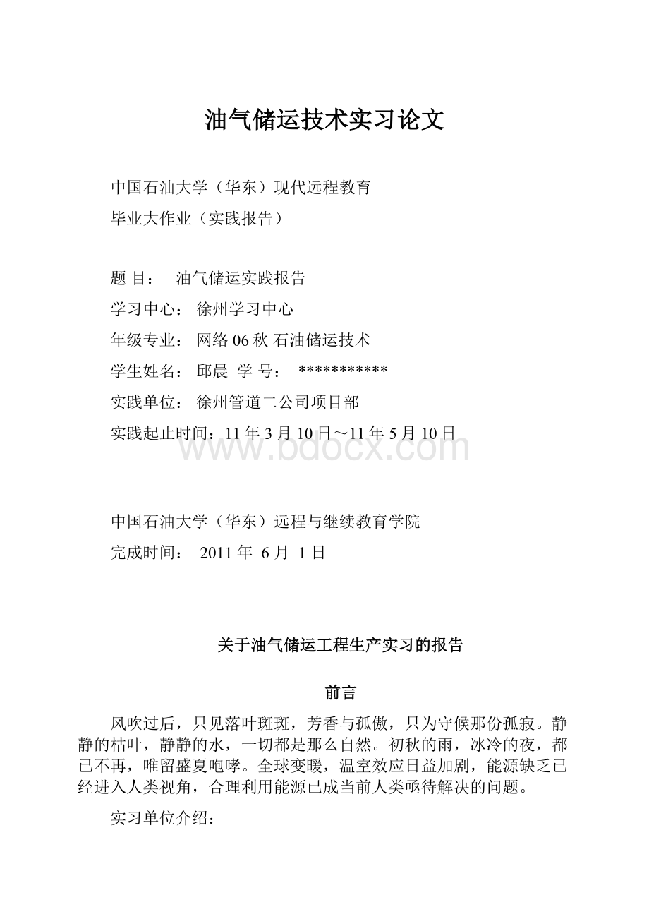 油气储运技术实习论文.docx