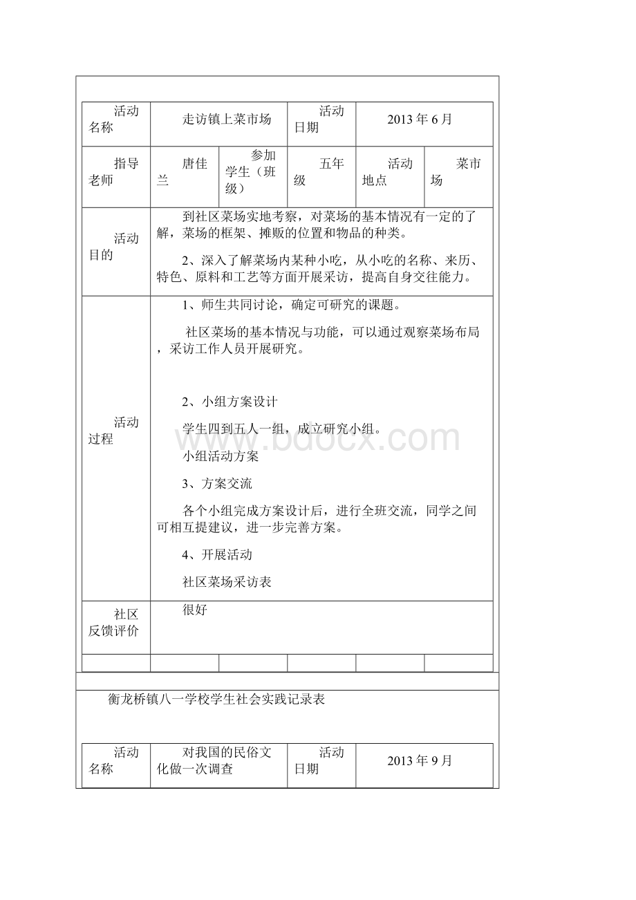 学生社会实践记录表.docx_第2页