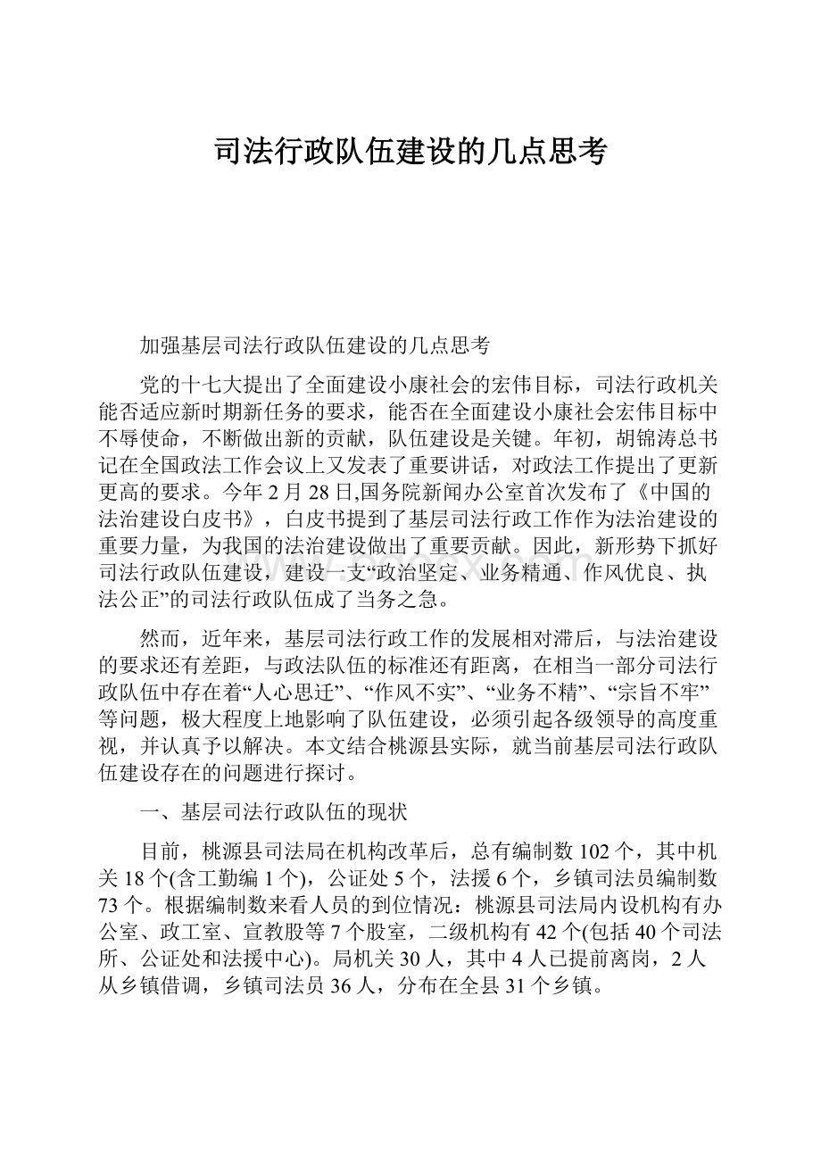 司法行政队伍建设的几点思考.docx_第1页