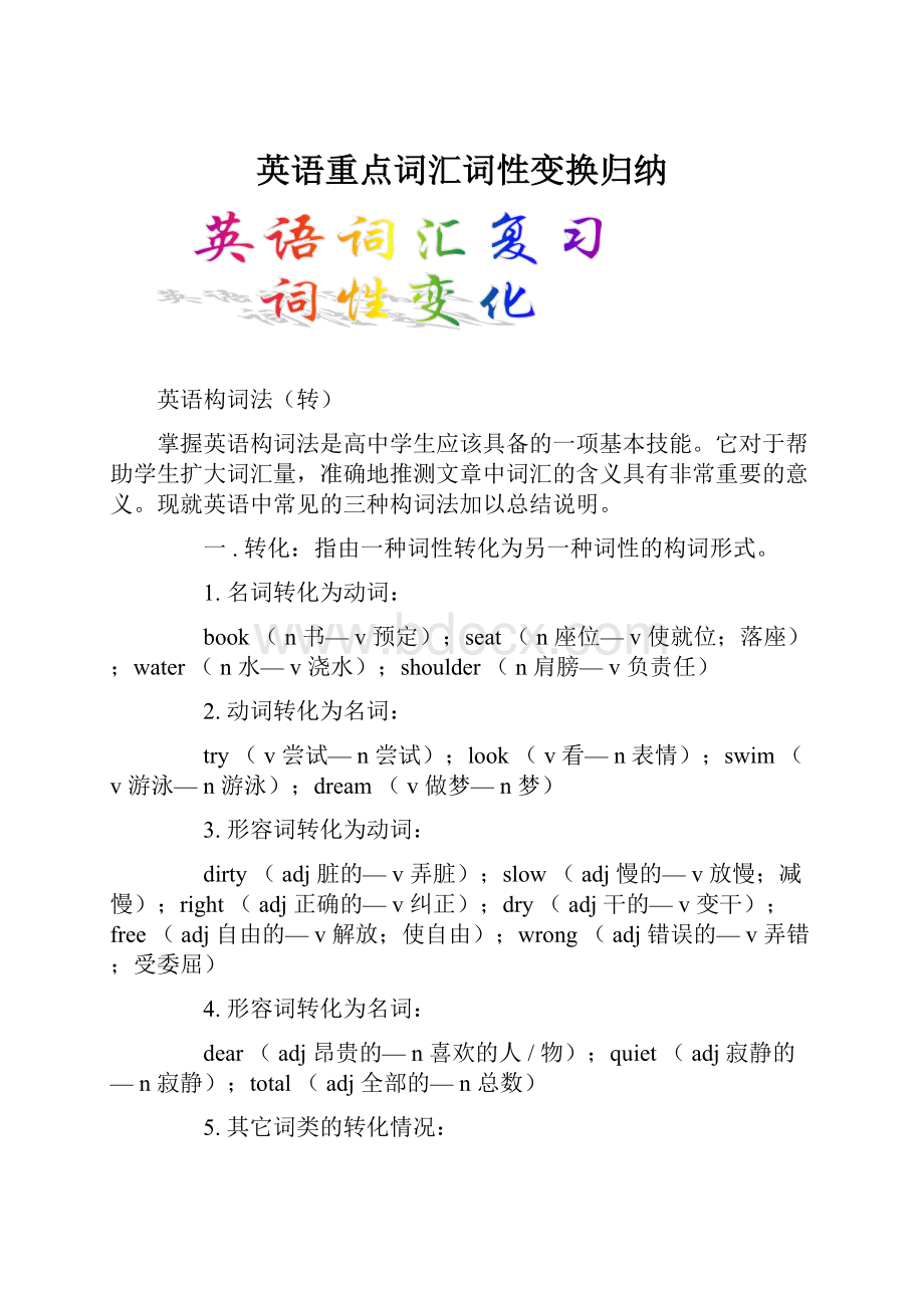 英语重点词汇词性变换归纳.docx_第1页