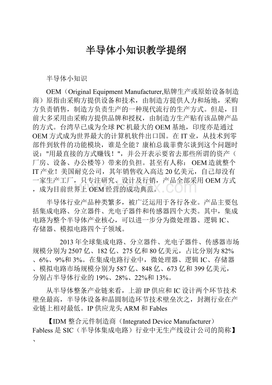 半导体小知识教学提纲.docx_第1页