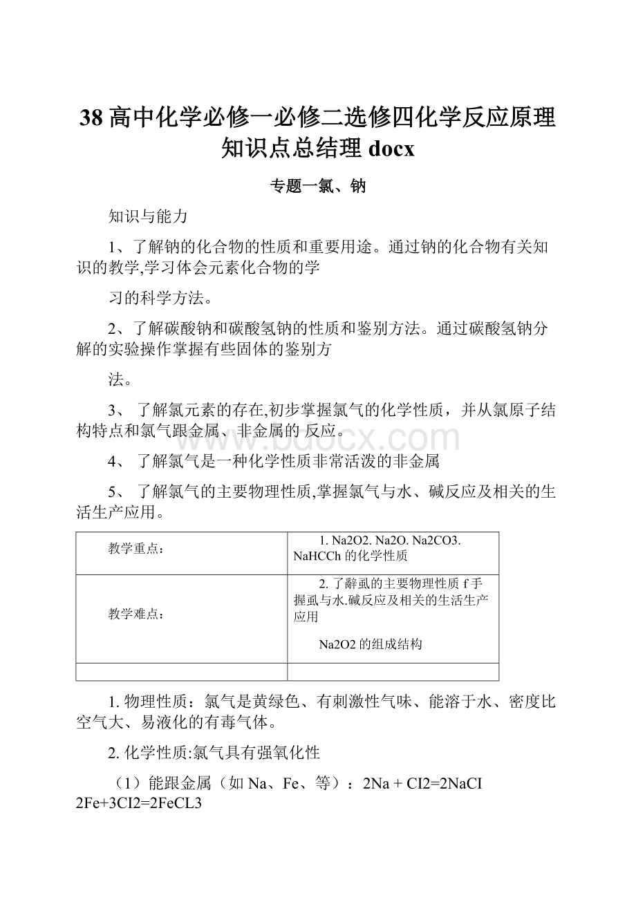 38高中化学必修一必修二选修四化学反应原理知识点总结理docx.docx_第1页