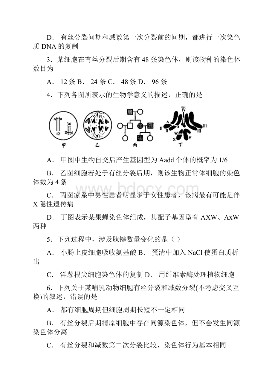 省重点高中 有丝分裂物质变化规律 测试题.docx_第2页