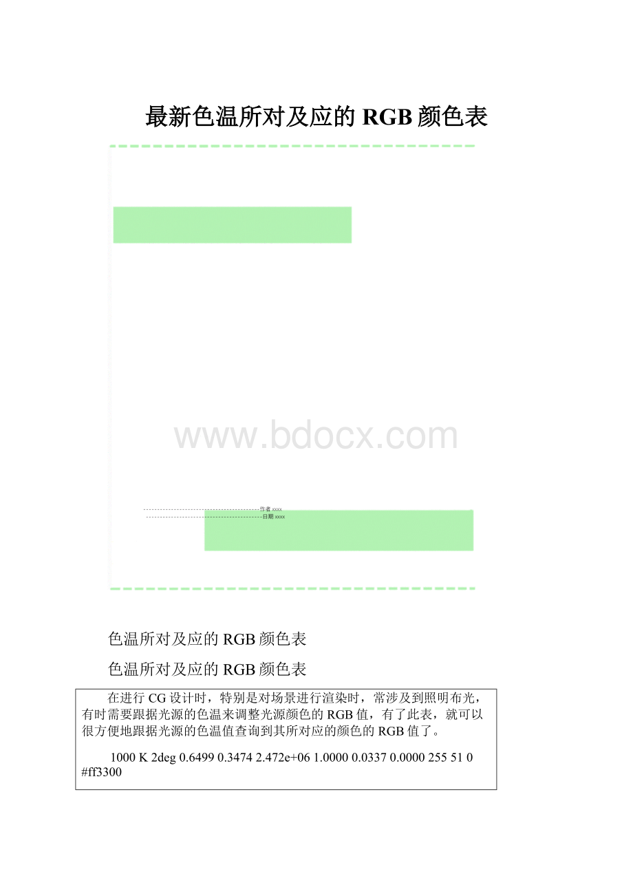 最新色温所对及应的RGB颜色表.docx_第1页