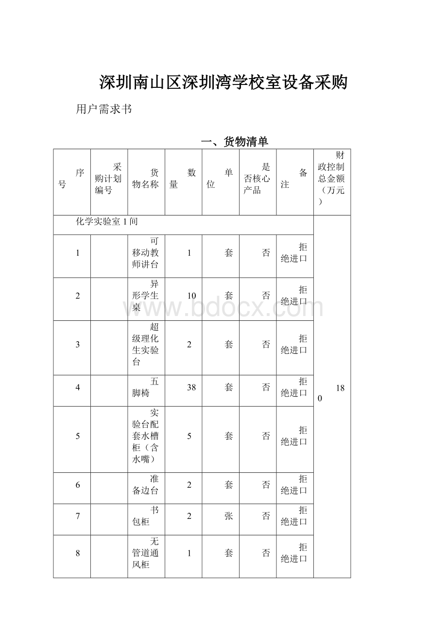 深圳南山区深圳湾学校室设备采购.docx