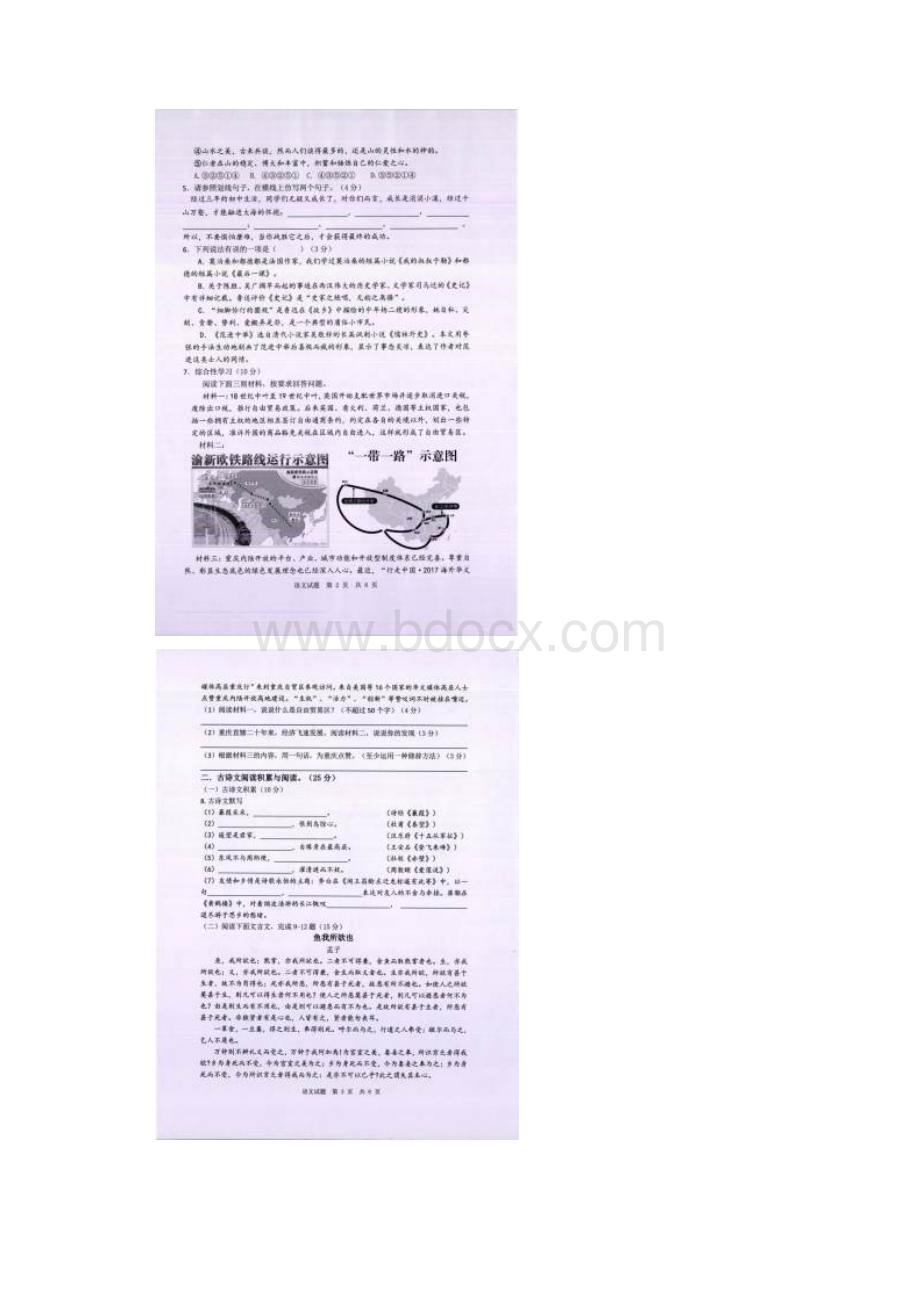 重庆市南岸区届九年级语文下学期第二次模拟试题.docx_第2页