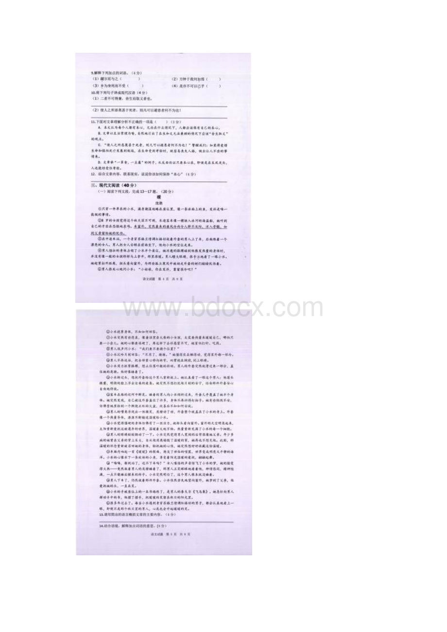 重庆市南岸区届九年级语文下学期第二次模拟试题.docx_第3页