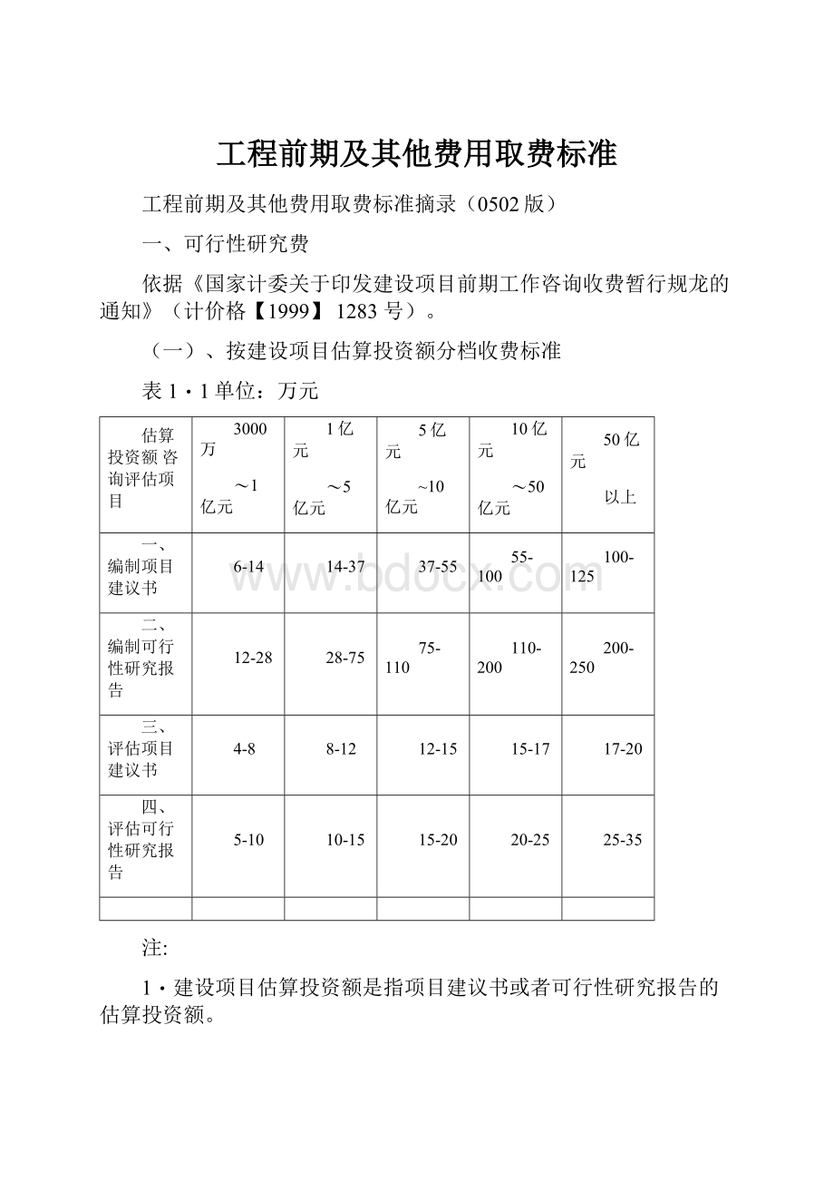 工程前期及其他费用取费标准.docx_第1页