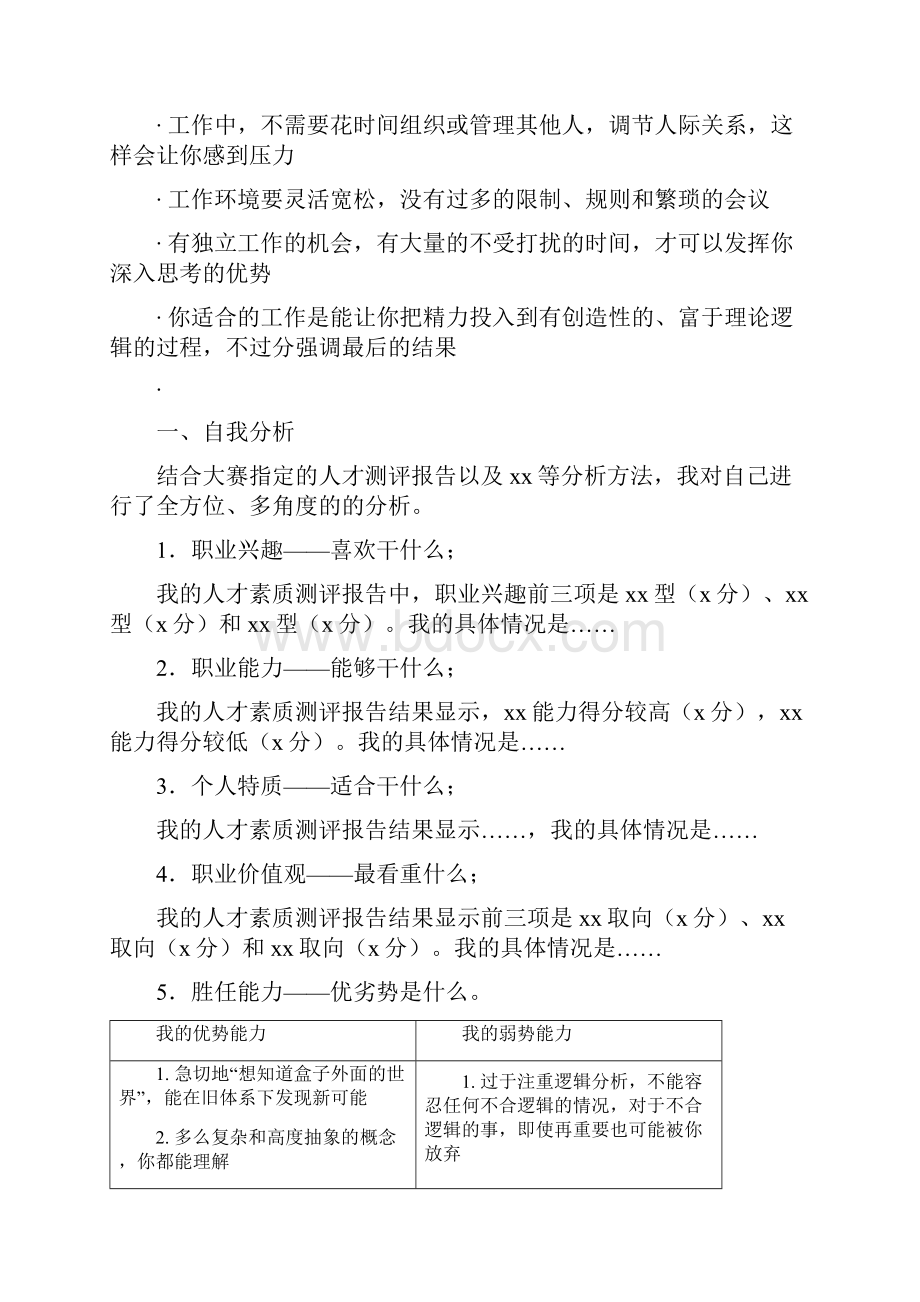 大学生职业生涯规划大赛作品书模板.docx_第3页