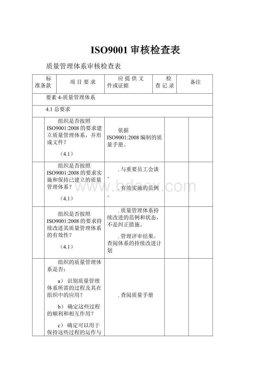 ISO9001审核检查表.docx_第1页