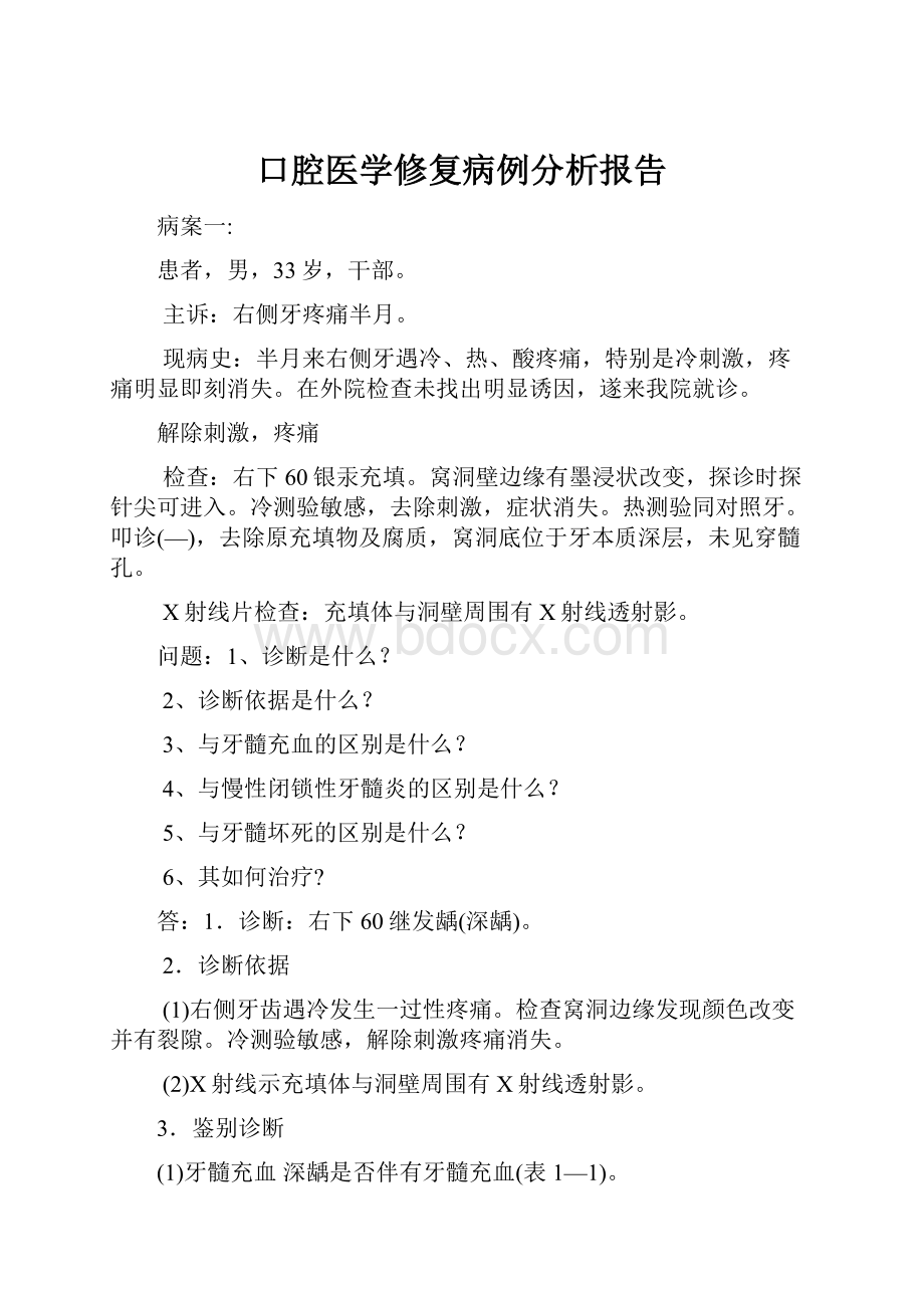 口腔医学修复病例分析报告.docx