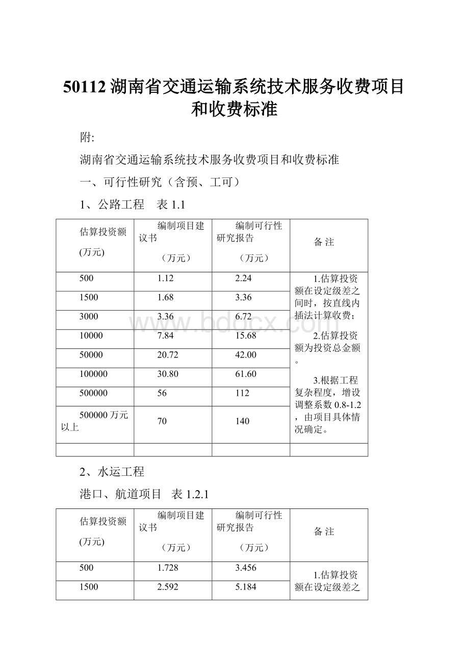 50112湖南省交通运输系统技术服务收费项目和收费标准.docx_第1页