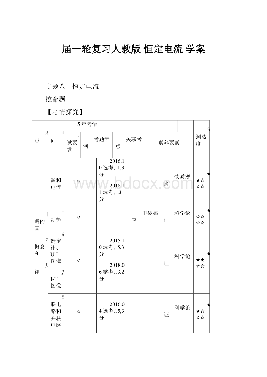 届一轮复习人教版恒定电流 学案.docx_第1页