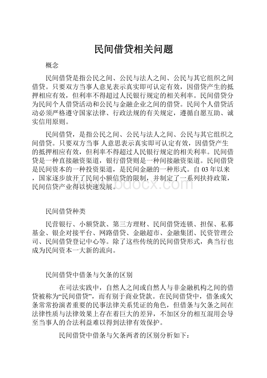 民间借贷相关问题.docx_第1页