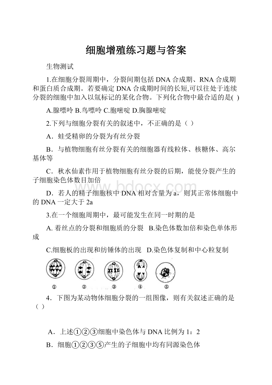 细胞增殖练习题与答案.docx_第1页