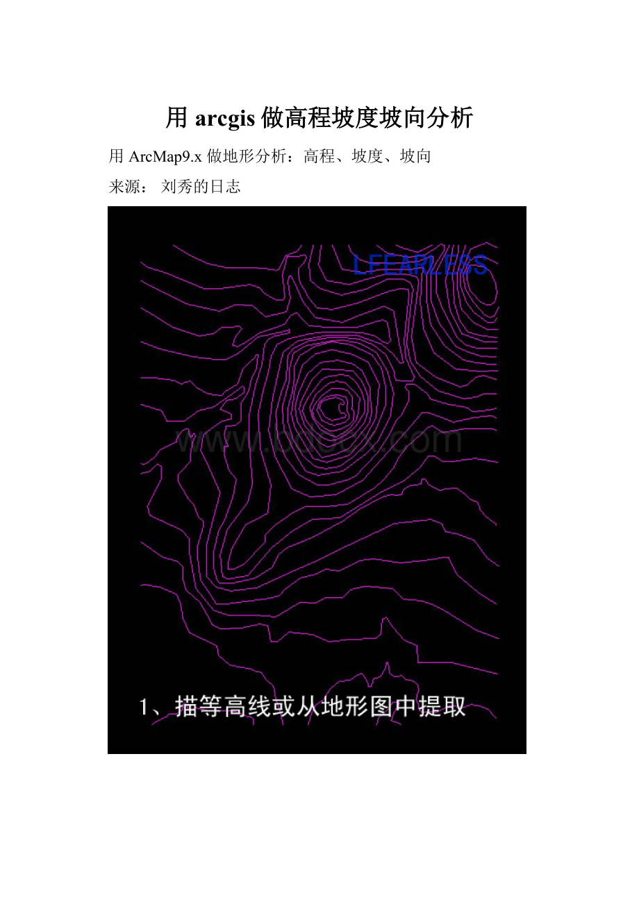 用arcgis做高程坡度坡向分析.docx_第1页