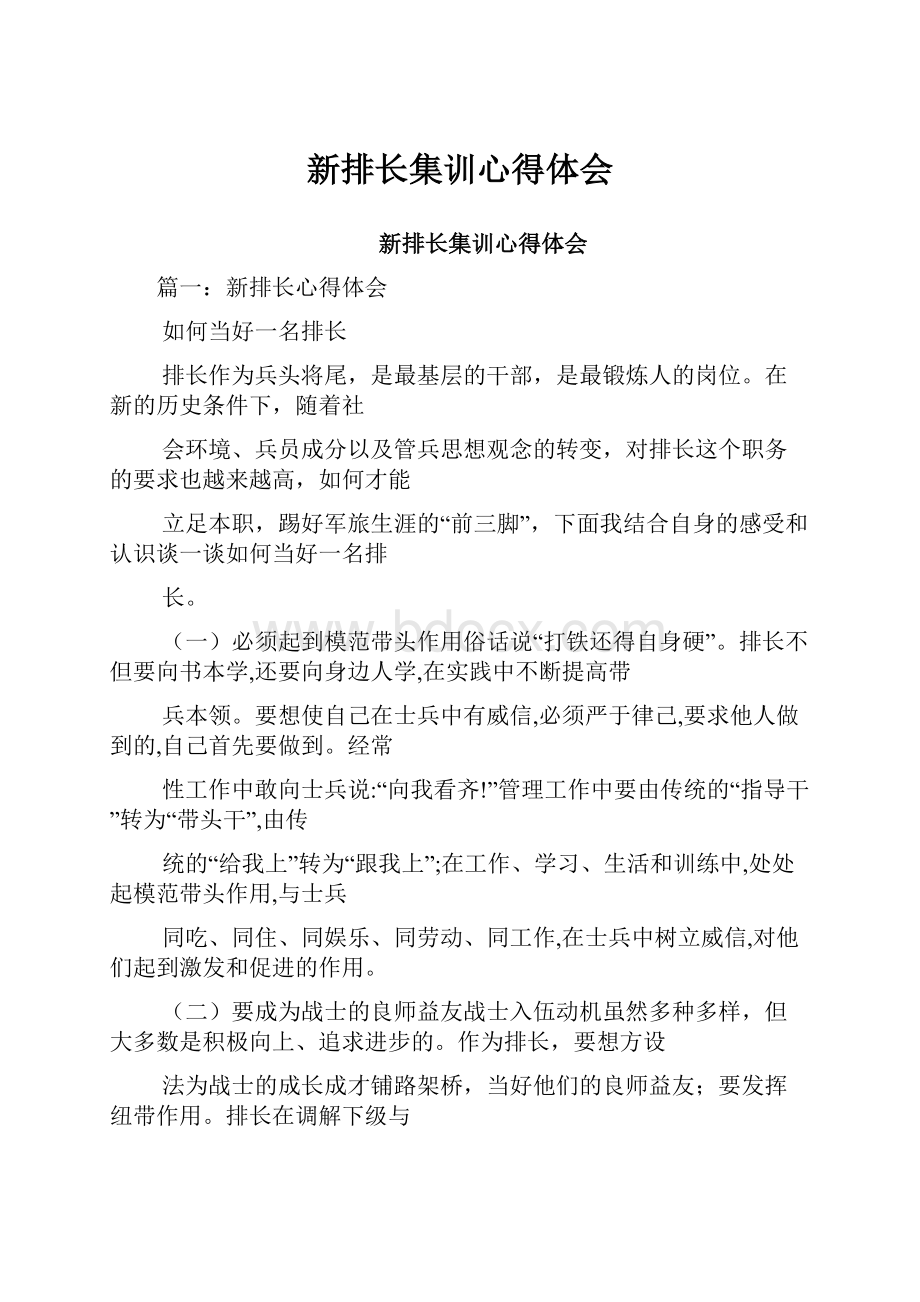 新排长集训心得体会.docx_第1页