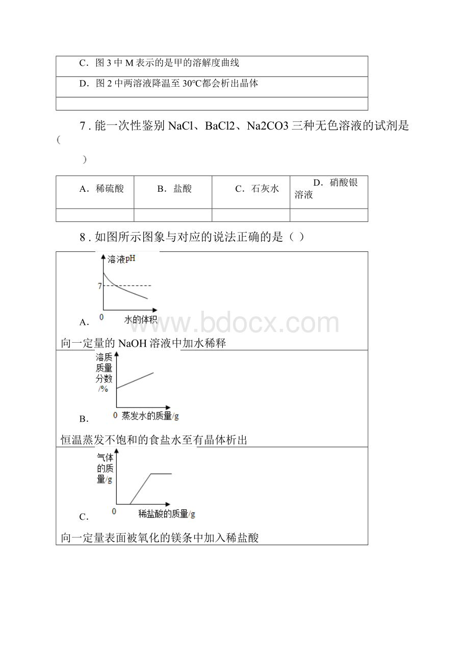 冀教版九年级上学期期末化学试题练习.docx_第3页