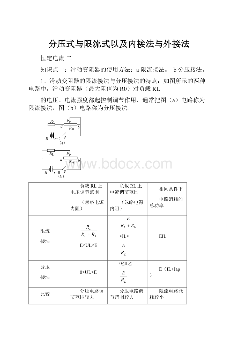 分压式与限流式以及内接法与外接法.docx_第1页