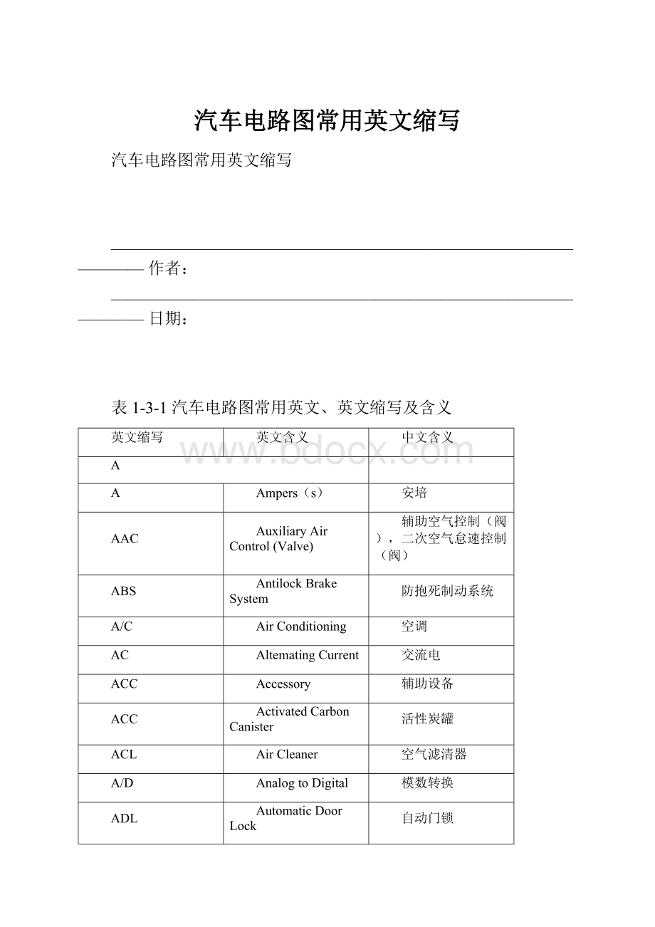 汽车电路图常用英文缩写.docx_第1页