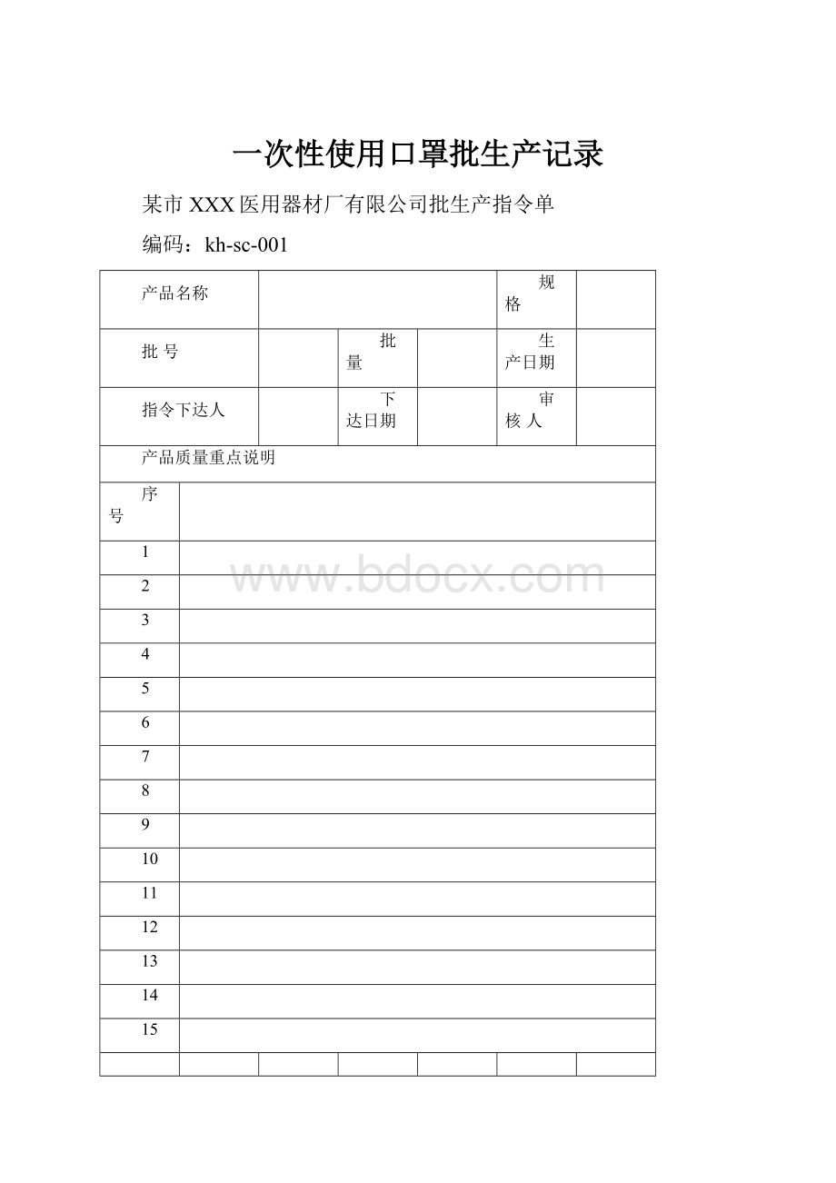 一次性使用口罩批生产记录.docx