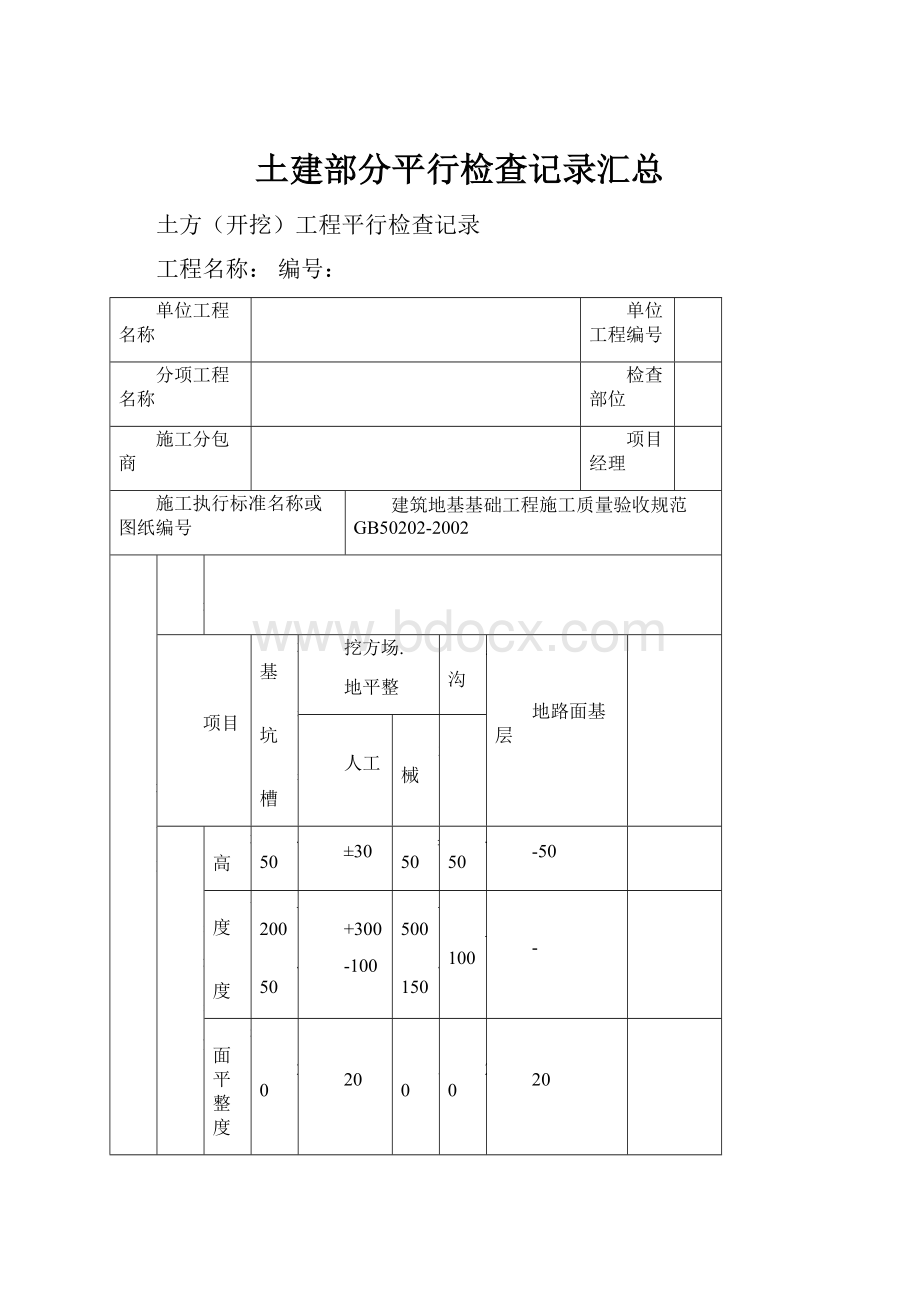 土建部分平行检查记录汇总.docx_第1页