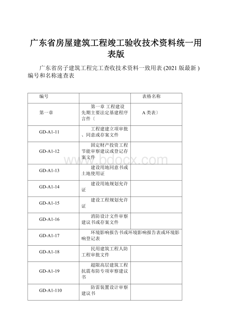 广东省房屋建筑工程竣工验收技术资料统一用表版.docx_第1页