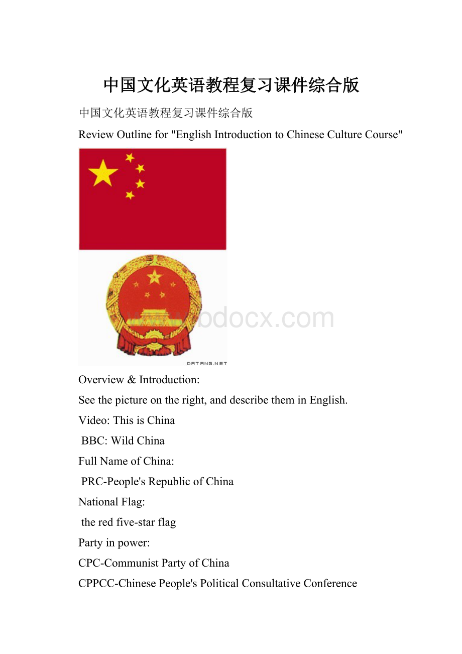 中国文化英语教程复习课件综合版.docx_第1页