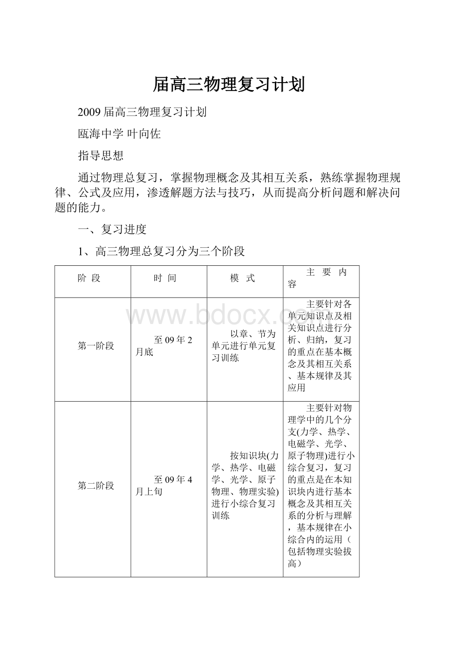 届高三物理复习计划.docx