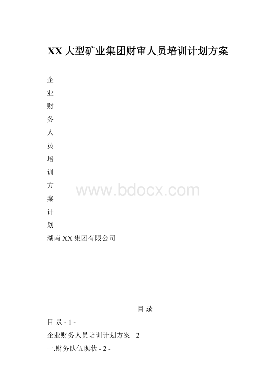 XX大型矿业集团财审人员培训计划方案.docx_第1页